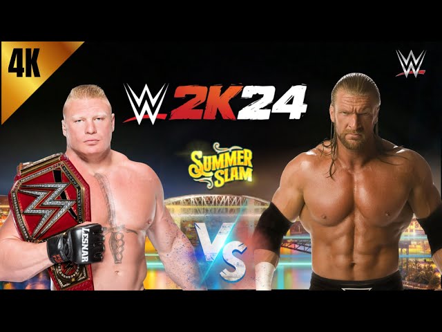 WWE2K24 Summer Slam Brock Lesnar VS Triple H One On One Extrem Rules Match