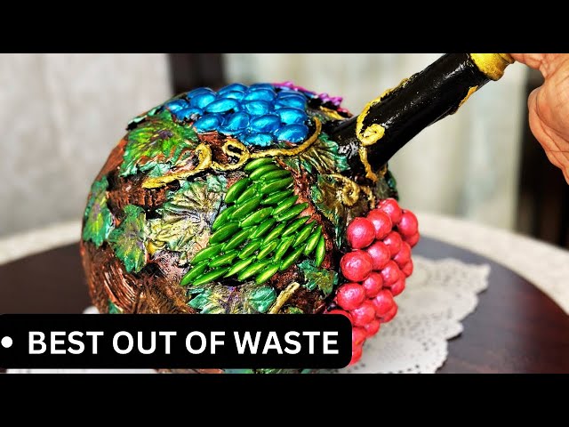 Balloon, Cardboard and Newspaper Craft/Glass Bottle Decor|Best out of waste|Home Decor/DIY