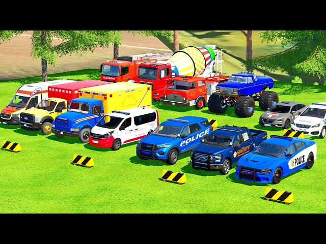 TRANSPORTING PIXAR CARS & FRUITS WITH COLORED & JOHN DEERE vs CLAAS vs TRACTORS - BeamNG.drive #962