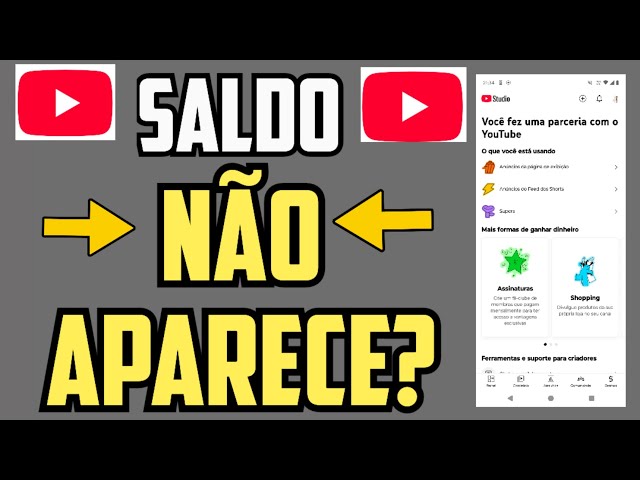 SALDO de GANHOS no YouTube Studio NÃO APARECE MAIS no CELULAR?