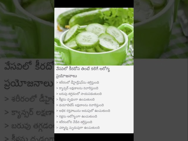 వేసవిలో  కీరదోస  తింటే కలిగే లాభాలు.......# Youtube Shorts # Trending shorts # Health tips