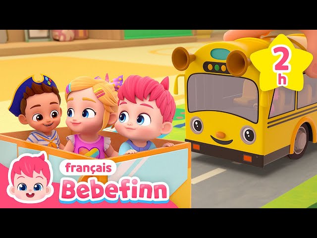 Les Roues du Bus Coloré Tournent | +Comptines | Bebefinn en français👶Chansons pour Enfants