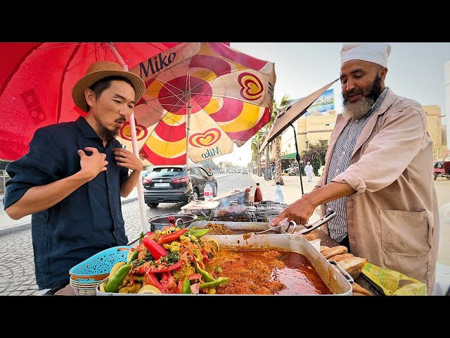 LEVEL 9999 STREET FOOD IN MOROCCO 🇲🇦 AGADIR TOUR - GRILLED STUFFED SPLEEN + ARGAN OIL GOAT TAGINE