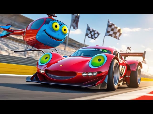 Race Car and Helicopter | Adventure Song