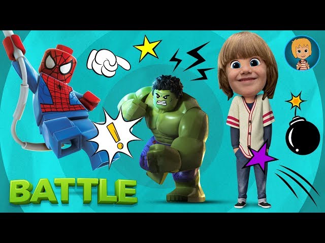 Hulk vs Spiderman and Green Goblin with Lego Mighty Micros Superheroes with Gerti