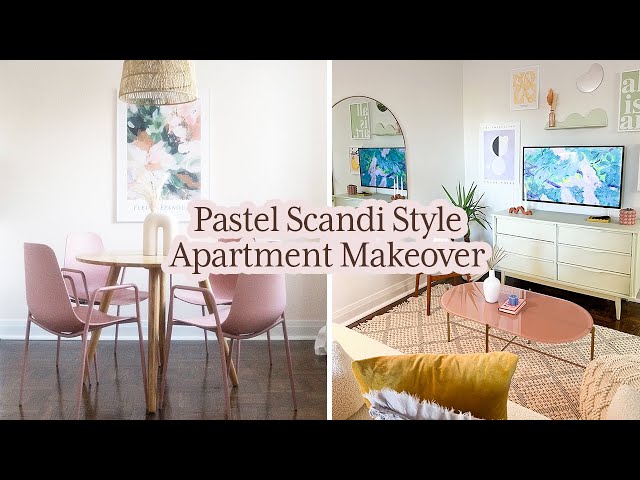 Pastel-Scandi Style Living Room + Home Office + Dining Room Makeover