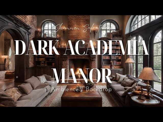 DARK ACADEMIA MANOR AMBIENCE / BACKDROP (CRACKLING FIRE / FLAMES / COSY )