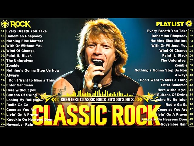 Classic Rock Playlist 🎸 Bon Jovi, Metallica, Queen, Nirvana, Pink Floyd, Acdc, Guns N Roses