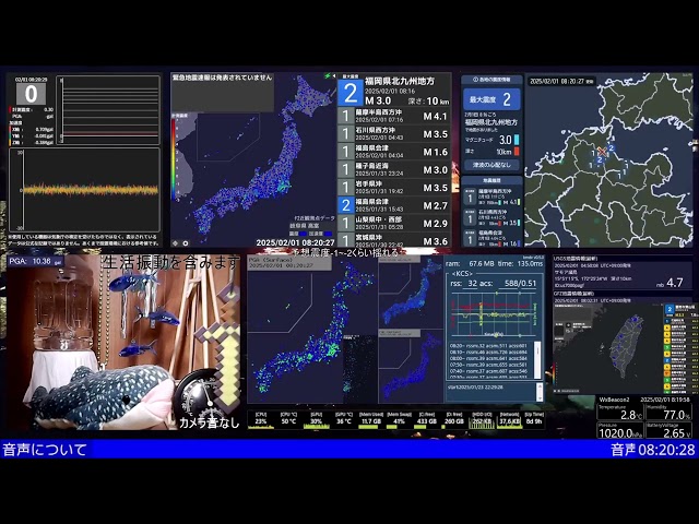 【緊急地震速報なし】福岡県北九州地方 最大震度2 M3.1 深さ8km 2025/02/01 08:16:56.4発生 (速報値:M3.0,深さ10km)