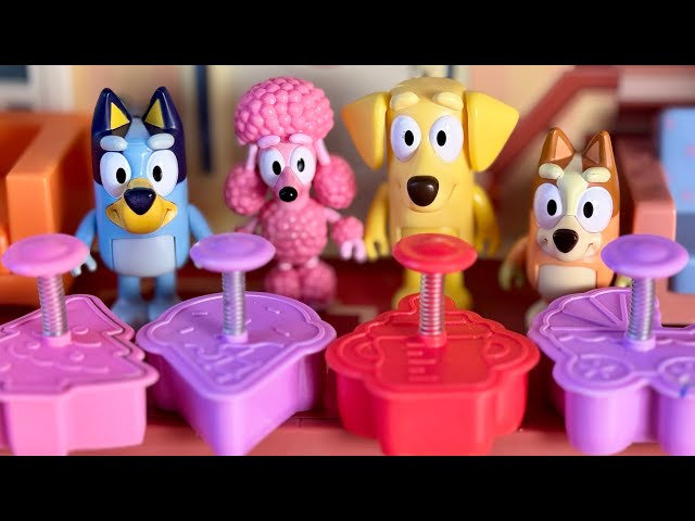 Bluey toys pretend play play-doh using cookie cutters