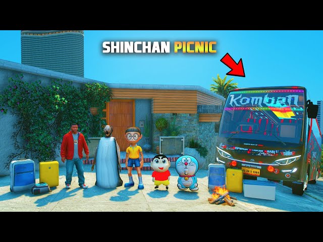 Shinchan and Franklin KOMBAN Bus Trip To Forest Mountain in GTA 5 | MALAYALAM | Paradox FTW