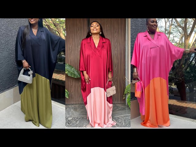 How to cut and sew a two tone bubu dress with a notched collar/how to make a bubu dress wit a collar