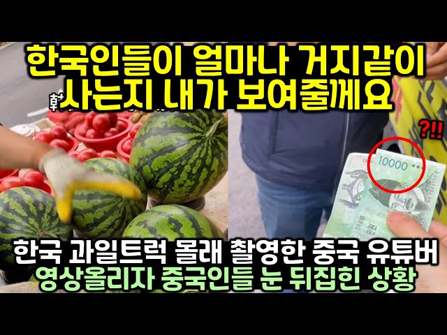 한국 과일트럭 몰래 잠입해서 촬영한 중국 유튜버가 영상 공개하자 중국인들 난리난 이유