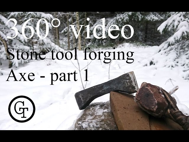 Making an axe with stone tools, Part 1