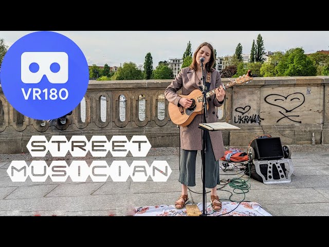 8K VR180 - Beautiful Voice Street Musician