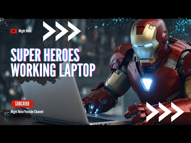 SUPER HEROES WORKING LAPTOP - MIGHT NOVA