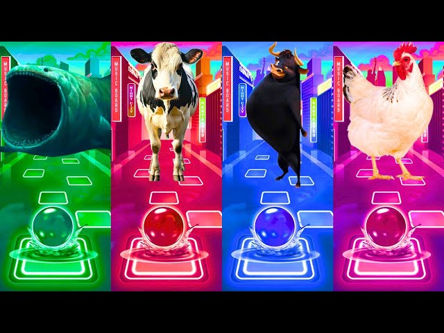 🦈 Bloop VS 🐄 Cow VS 🐃 Ferdinand VS 🐔 Chicken - Coffin Dance 🎶 | Funny Animals | Tiles Hop 🎮