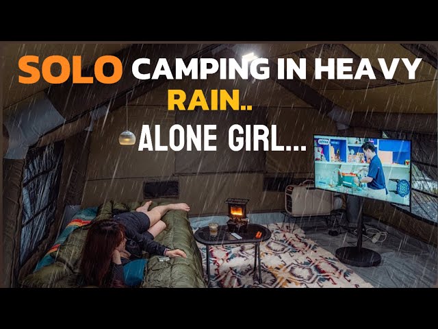 SOLO CAMPING IN HEAVY RAIN FOREST | SOLO CAMPING ALONE GIRL | SOLO CAMPING IN RAIN STORM