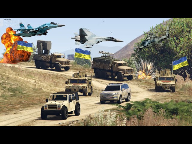 GTA 5 - Epic Fighter Jet & Helicopter Strike on Army Convoy | Game Loverz