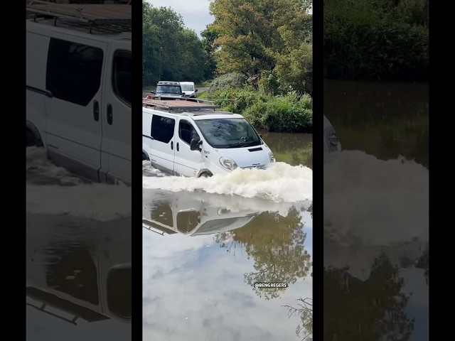 Too Confident..?! 😂😭 #Oops #WateryGateFord #VanDrivers #TooFast #Splash #RiverCrossing #UK #wow