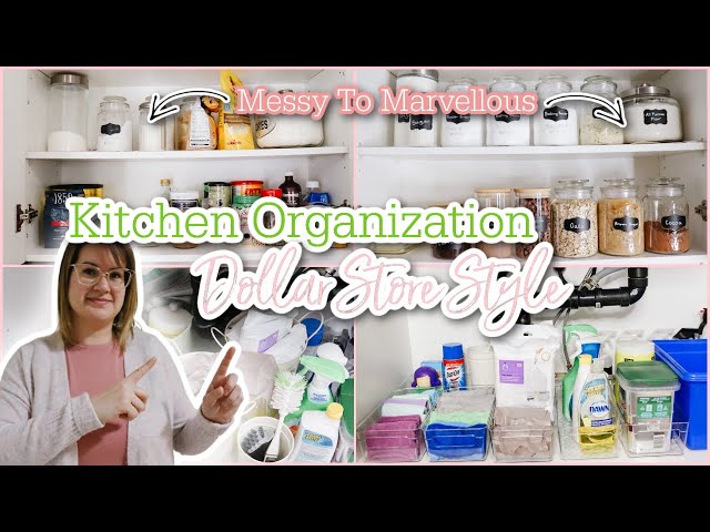 KITCHEN ORGANIZATION USING DOLLAR STORE CONTAINERS | BUDGET ORGANIZATION IDEAS | RESTOCKING SUPPLIES