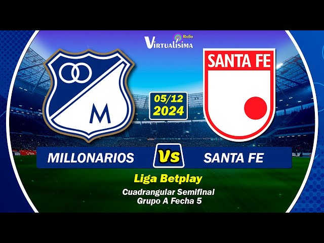 MILLONARIOS 🆚️ SANTA FE en Vivo | #LigaBetplay | Fútbol en vivo