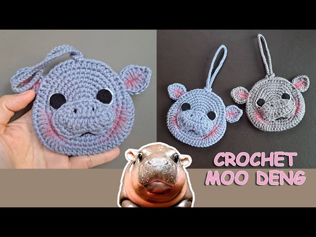 Crochet Moo Deng Pouch♥️ Crochet mini bag💓 Chompu Handicrafts💕