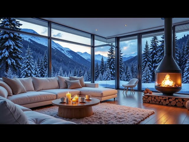 Enjoy The Snowy Winter Atmosphere ❄️ Relaxing Piano Music & Fireplace Sounds For Relax