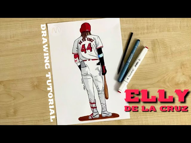 How to draw MLB baseball player Elly De La Cruz / Cincinnati Reds