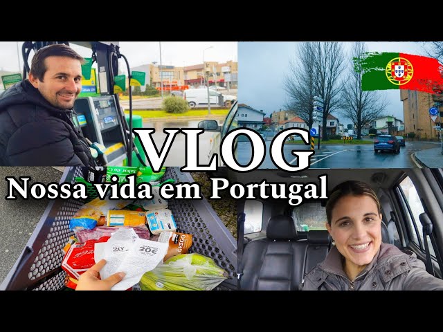 VLOG: Nossa vida em Portugal, compras no mercado, abastecendo o carro, almoço em família.