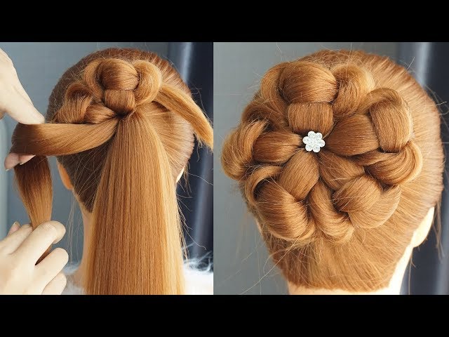 Flower Bun Hairstyle For Wedding - Bridal Bun Tutorial