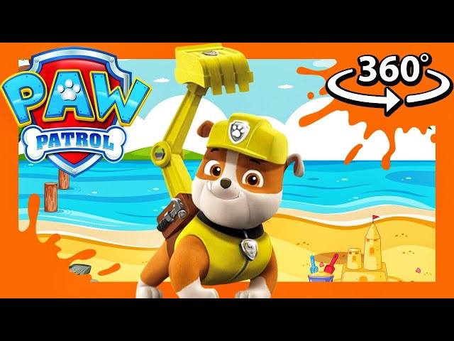 RUBBLE on the DOUBLE, ready to dig up some beach toys 🐾Paw Patrol | 360° VR