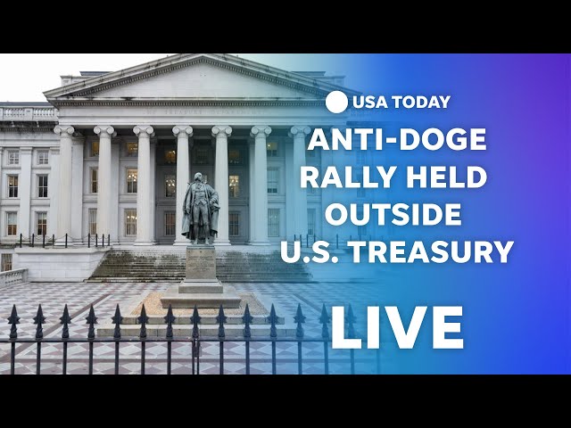 Watch live: Lawmakers speak at "Nobody Elected Elon" rally outside U.S. Treasury