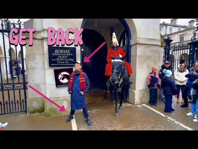 "Chaos at Horse Guards: Tourists and the King's Guard Clash on a Busy Day!”