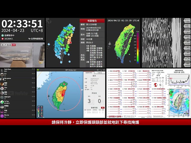 2024年04月23日 花蓮縣壽豐鄉地震(地震速報、強震即時警報)