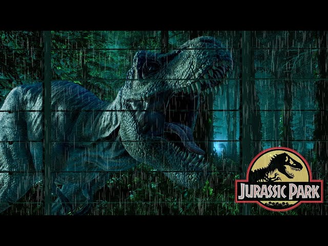 Jurassic Park Horror | Dinosaur Ambience | Jungle Sounds | Night rain, thunder sound in the park