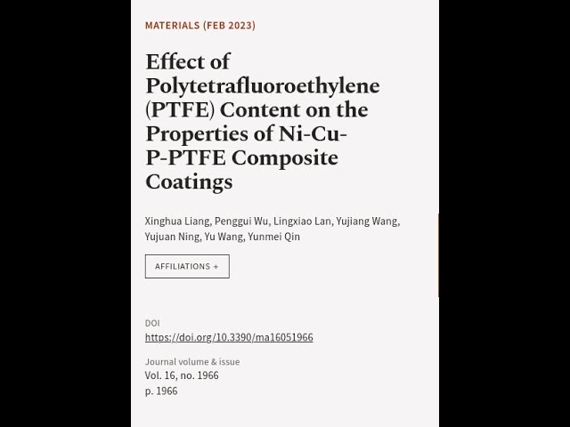 Effect of Polytetrafluoroethylene (PTFE) Content on the Properties of Ni-Cu-P-PTFE Co... | RTCL.TV