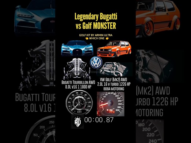 1800 HP Bugatti tourbillon vs 1300 HP goals MK2 boba motoring #tourbillon #vw #mk2