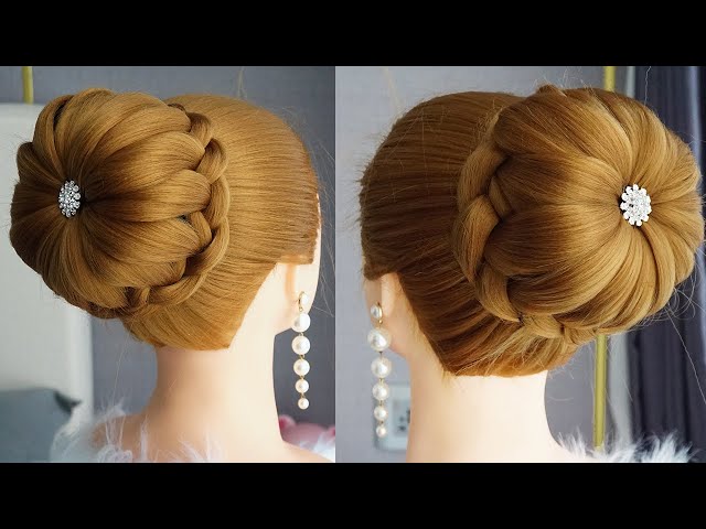 New High Bun Hairstyle For Gown | Beautiful Hairstyle For Wedding