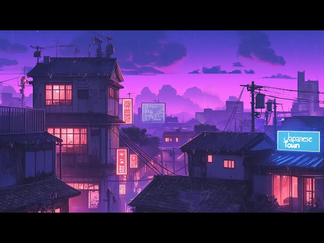 Lofi Hip Hop Beats 🌸 Nostalgic 1980s & 90s Retro Vibes & Japanese Town Ambience 🌆 Lofi Rain Playlist