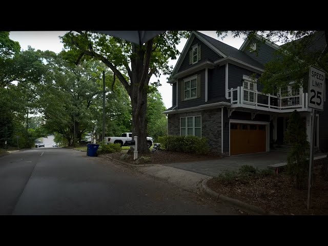 Walking in Light Rain Through American Neighborhood | Nature Sounds for Sleep and Study