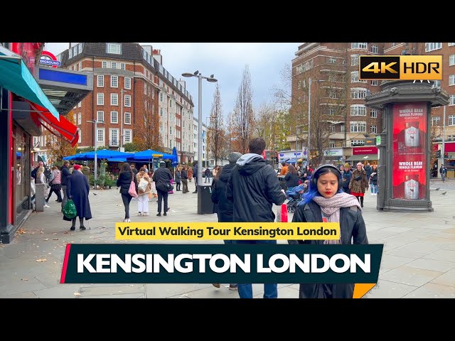 Kensington London | Virtual Walking Tour | Royal Albert Hall-South Kensington, CC Subtitles 4K-HDR