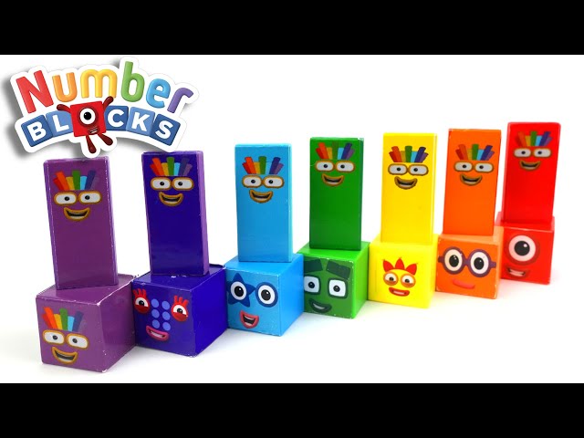 7 Numberblocks Dominoes! Arrange and Stack The Magnet Cubes and Learn the Color in Spanish