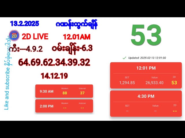 13.2.2025(မနက်ပိုင်း2d live)❤️ထွက်ဂဏန်းအတူတူကြည့်ကြမယ်❤️