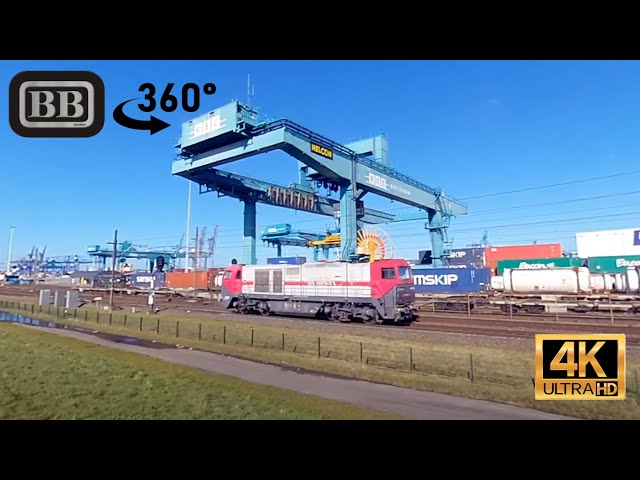 G2000 Pink Panther (IRP) + 189 (MRCE) container train to the port of Rotterdam (360º-video)