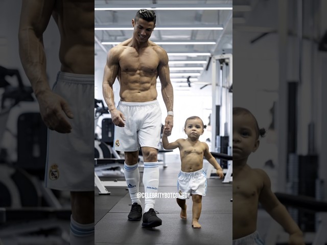 Ronaldo and his Baby in the GYM 💪 #ronaldo #shorts #funny #fyp