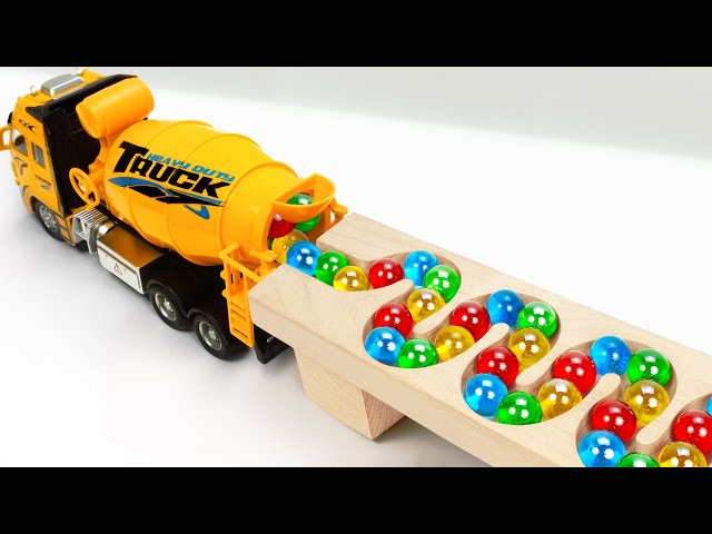 Marble Run Race ☆ HABA Slope & Retro Makita Truck, Garbage Truck Long Version #74