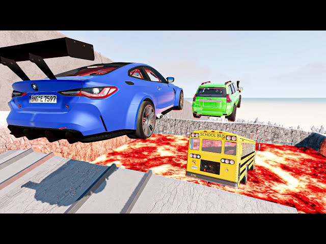 Extreme Racetrack Lava Jumps - Downhill Mayhem | BeamNG Drive High Speed Car Crashes