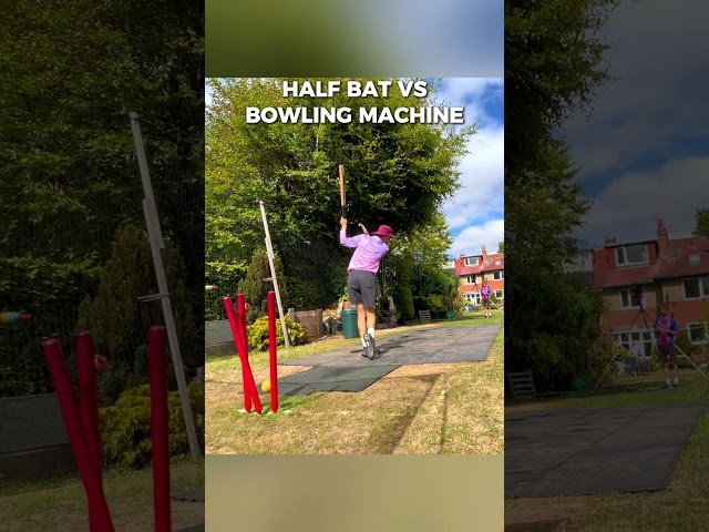 HALF BAT VS BOWLING MACHINE in the Backyard