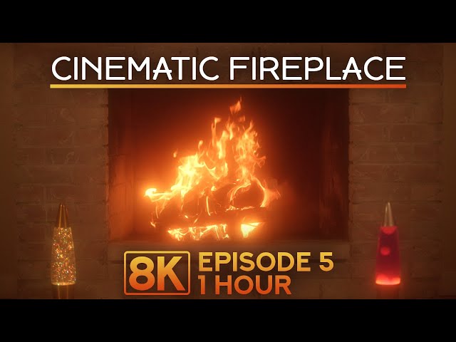 1 Hour Cozy Fireside - Crackling Flames & Glowing Lava Lamp 8K HDR - Cinematic Fireplace #5